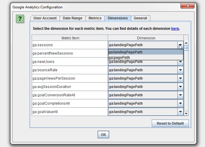 Google analytics Dimensions