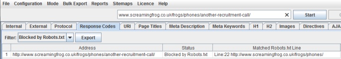 URLs blocked by robots.txt
